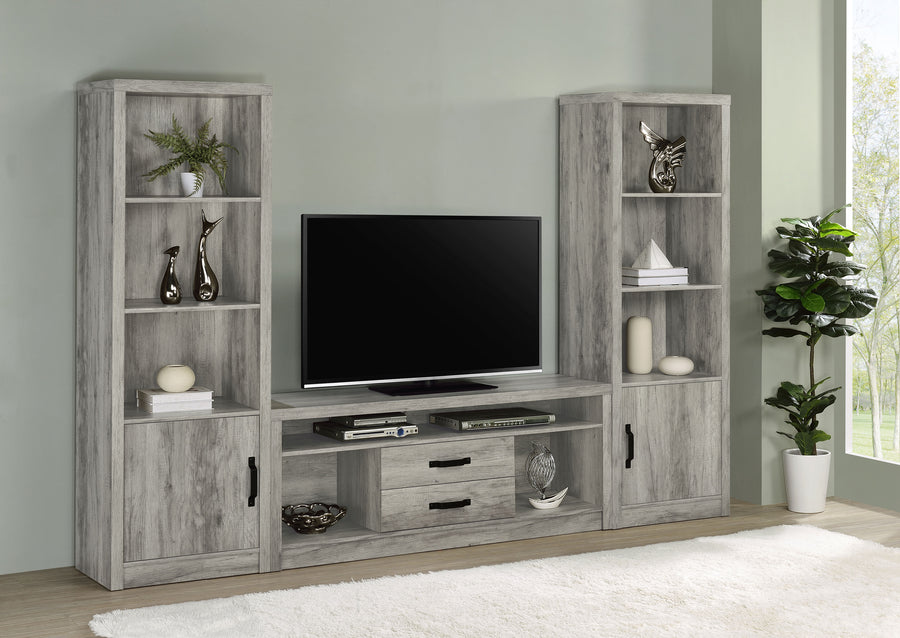 Burke 59" TV Stand & Entertainment Center with Media Towers - Grey Driftwood, Fits TVs up to 65"