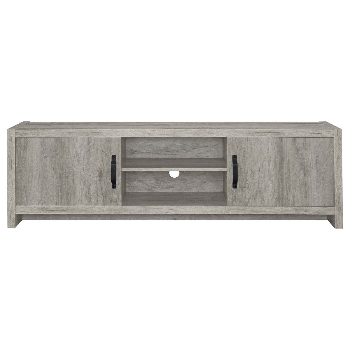 Burke 71" TV Stand with Open Shelving & 2 Cabinets - Grey Driftwood, Fits TVs up to 77" – view 4
