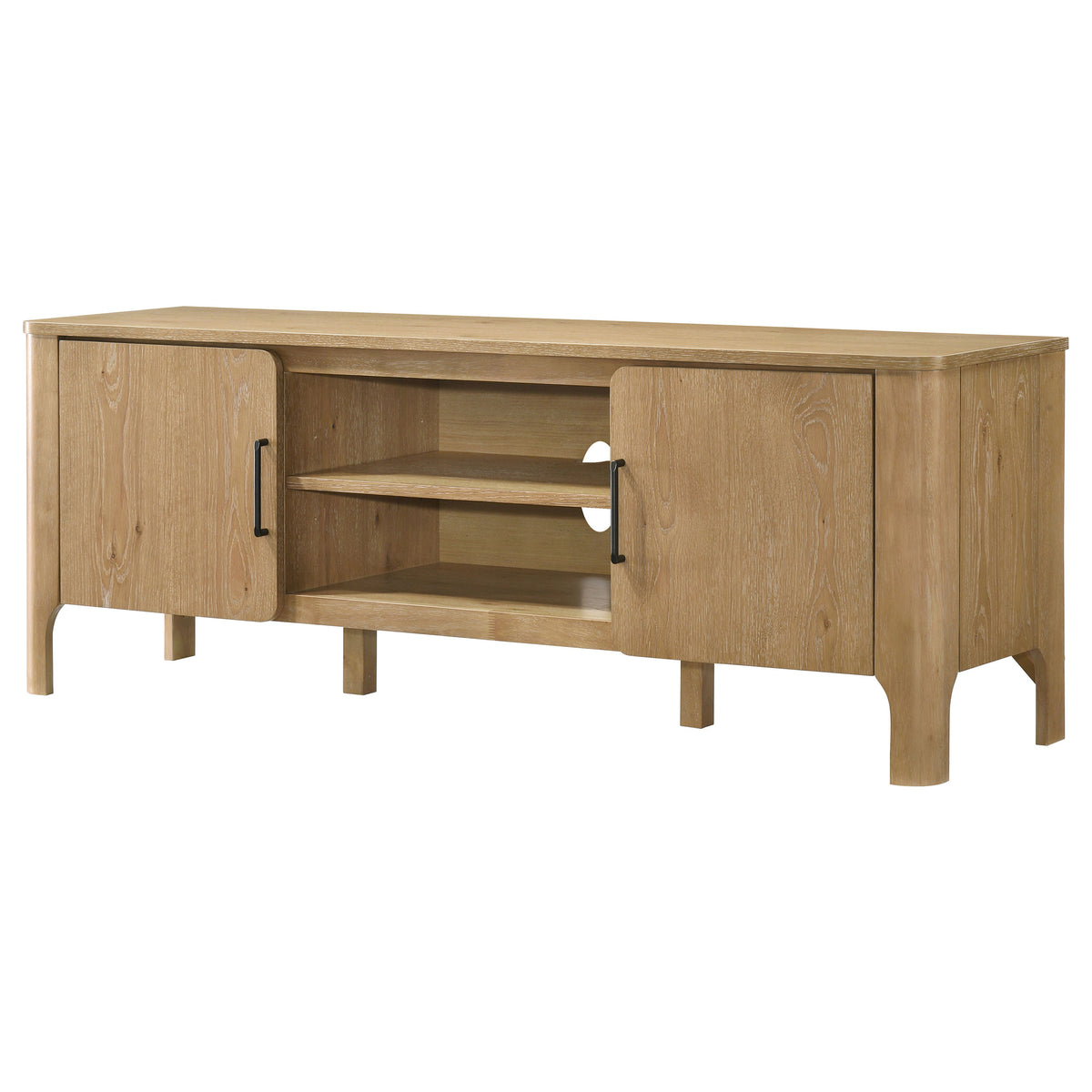 Rowe 65" TV Stand Media Console - Light Knotty Oak with Antique Brass Pulls – view 6