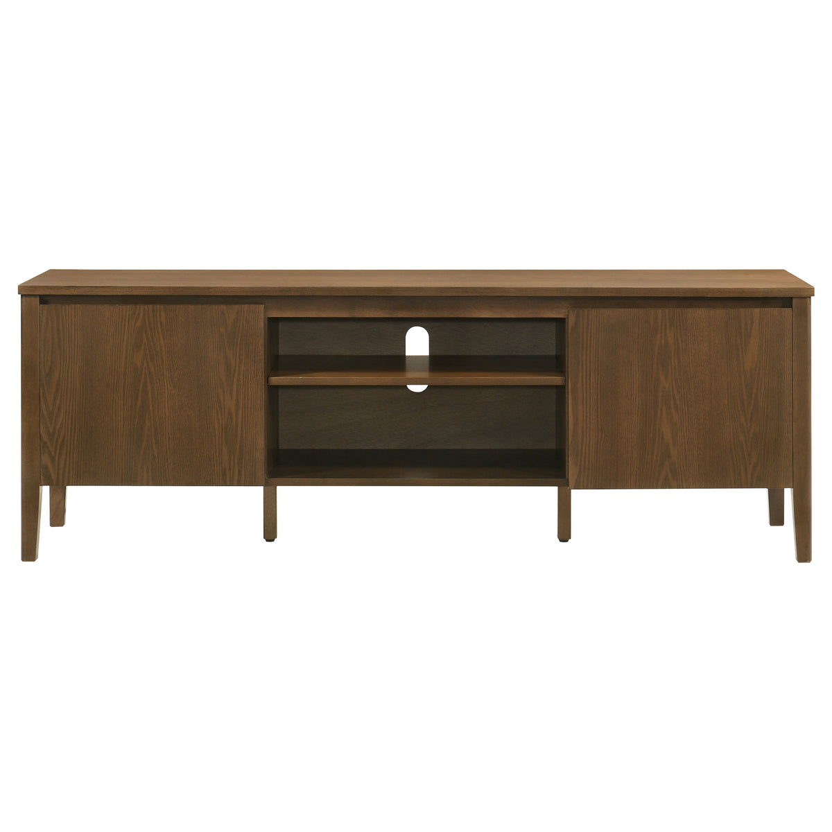 Thori 63" TV Stand - Dark Brown Ash Media Console with 2 Doors, Drawer & Tapered Legs – view 2