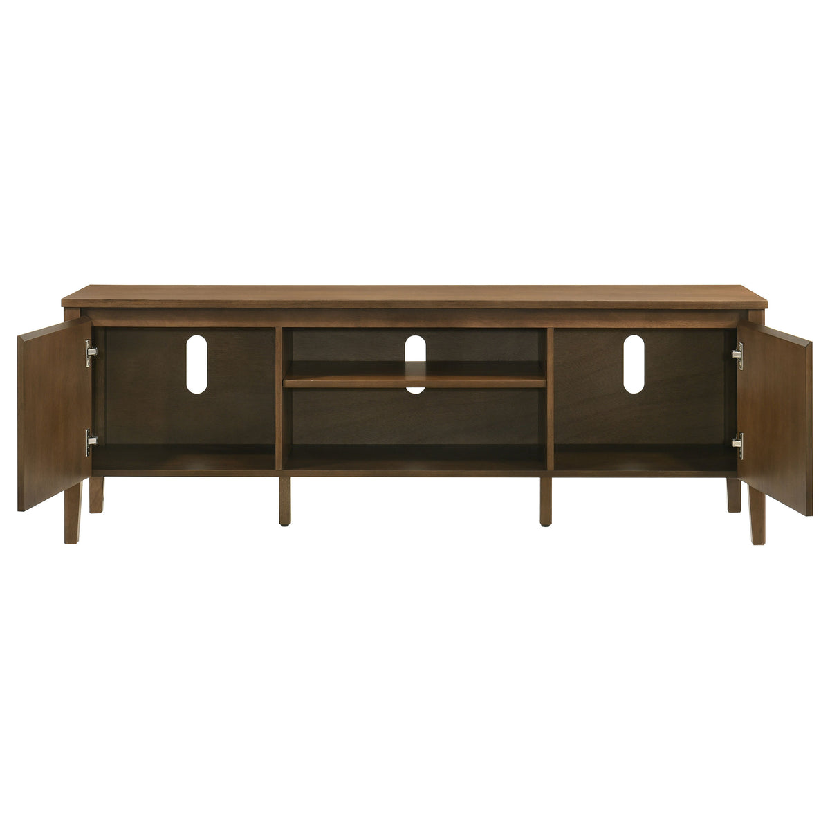 Thori 63" TV Stand - Dark Brown Ash Media Console with 2 Doors, Drawer & Tapered Legs – view 3