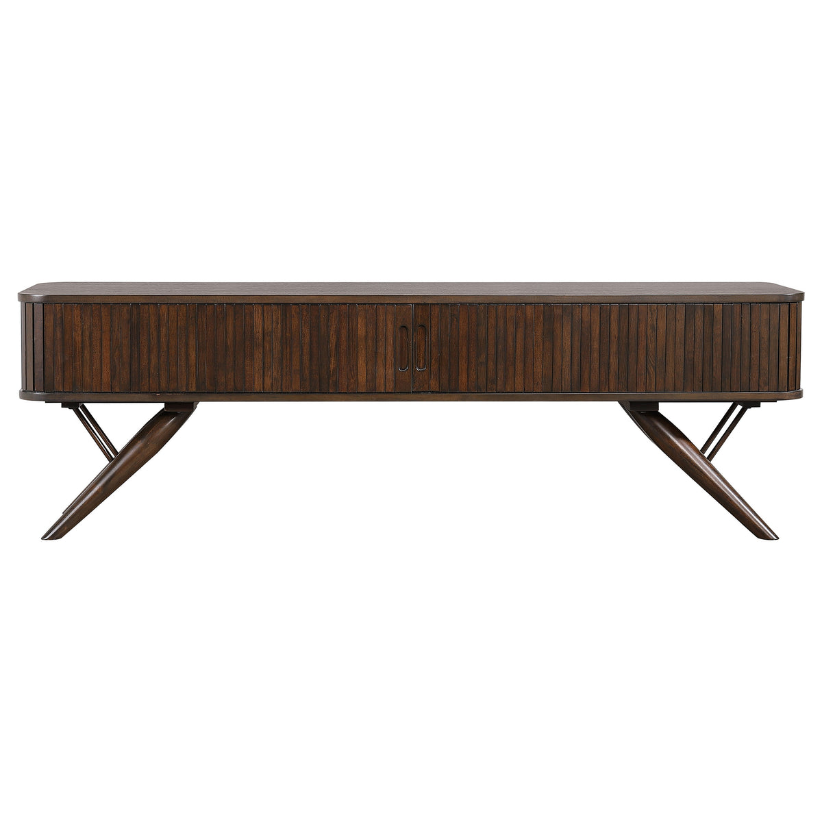 Valna 71" Mid-Century TV Stand with Sliding Doors - Warm Walnut Veneer Media Console – view 4