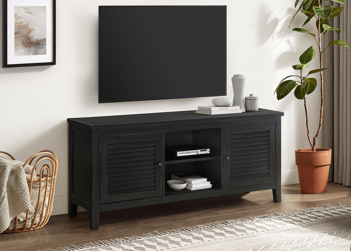 Concord 60" TV Stand with Louvered Doors - Rustic Distressed Java with Planked Top – view 1