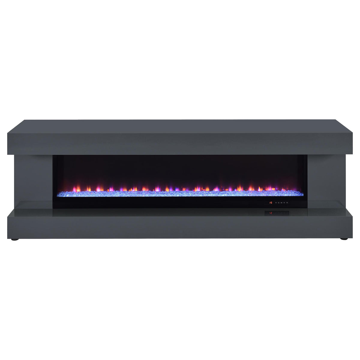 Mallory 71" Fireplace TV Stand with Bluetooth Speaker - Grey High Gloss with Flame Visualizer – view 4