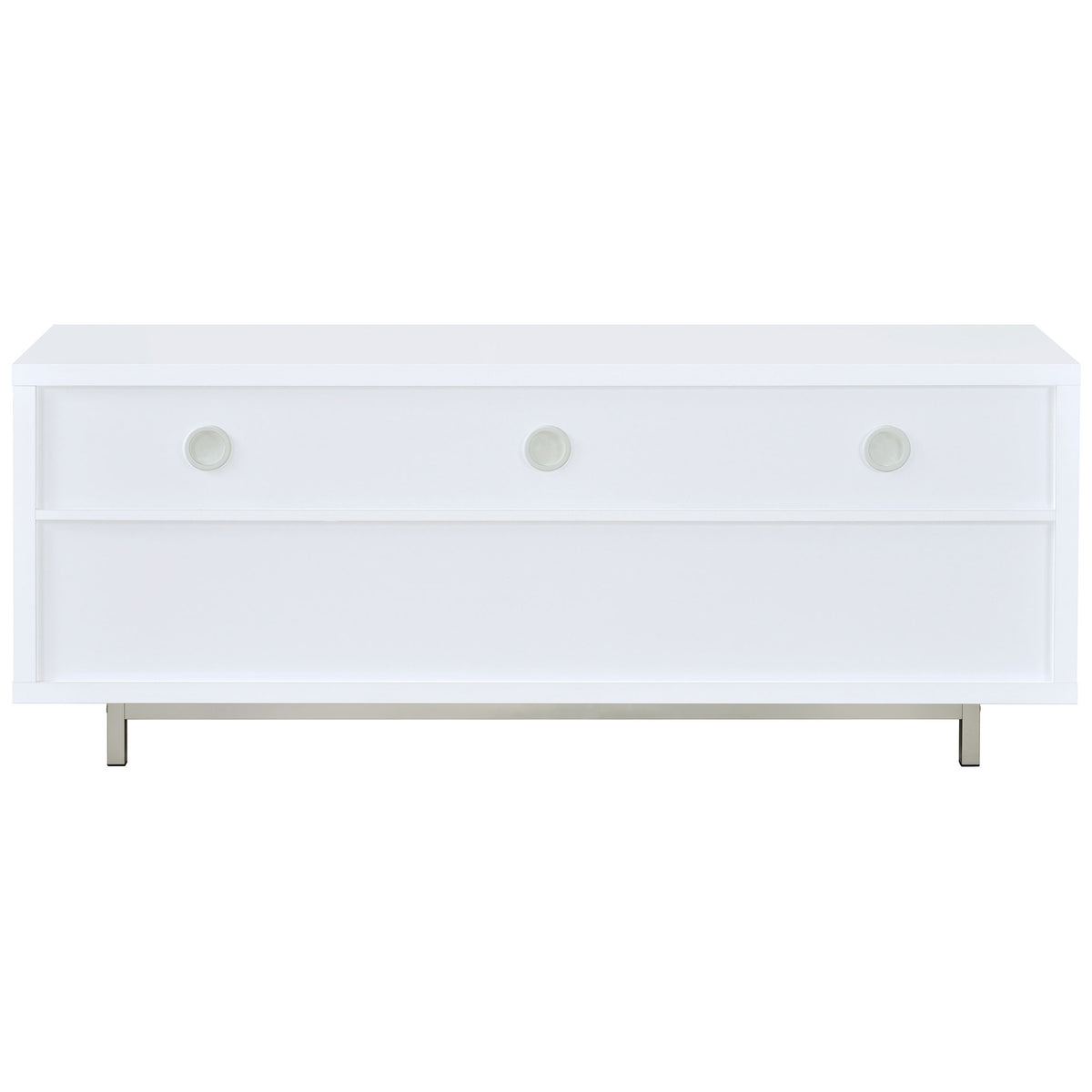 Casey 60" TV Stand with 2 Drawers - Contemporary White with Chrome Accents – view 6