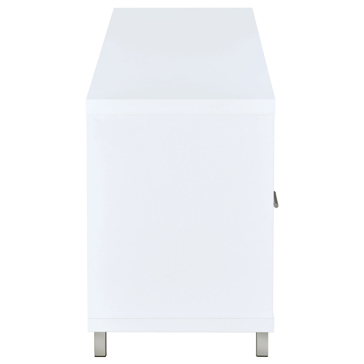 Casey 60" TV Stand with 2 Drawers - Contemporary White with Chrome Accents – view 7