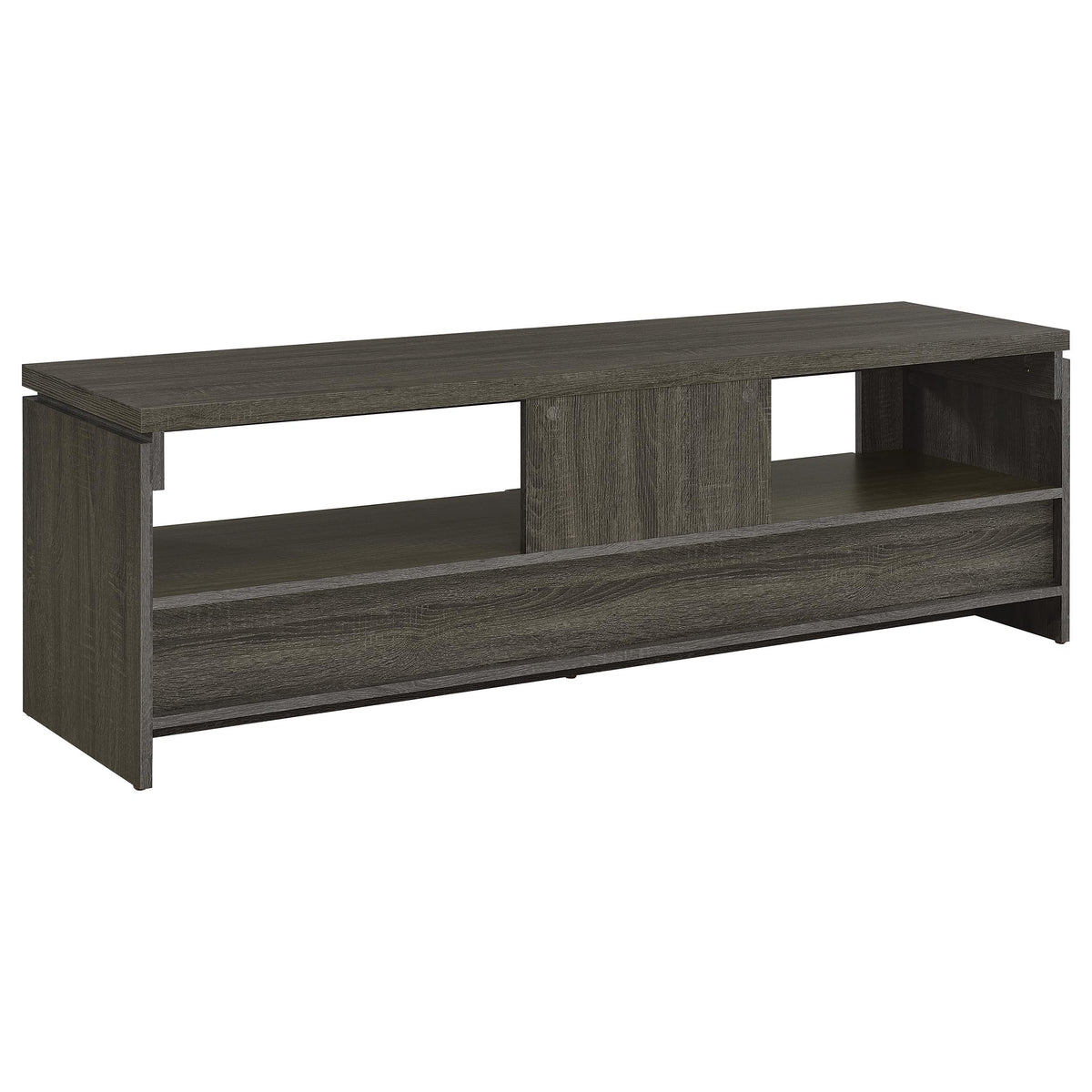 Elkton 59" TV Stand with 2 Drawers & Floating Top - Weathered Grey with Silver Hardware, Fits TVs up to 65" – view 6
