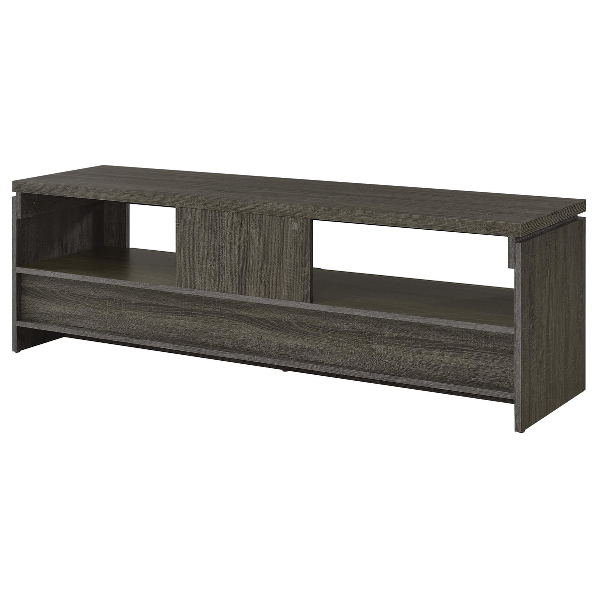Elkton 59" TV Stand with 2 Drawers & Floating Top - Weathered Grey with Silver Hardware, Fits TVs up to 65" – view 7