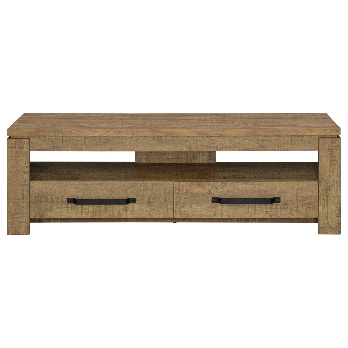 Elkton 59" 2-Drawer TV Stand - Rough Sawn Rustic Mango Finish with Black Pulls – view 4