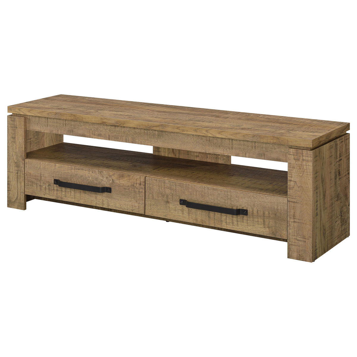 Elkton 59" 2-Drawer TV Stand - Rough Sawn Rustic Mango Finish with Black Pulls – view 5