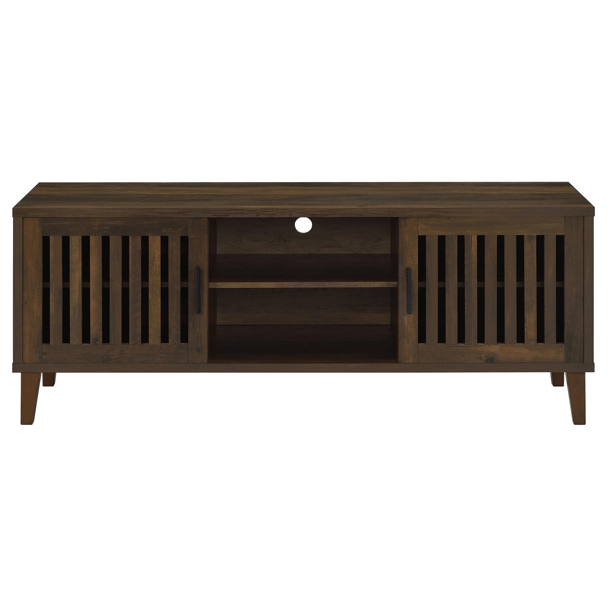 Sedona 60" TV Stand - Slatted 2-Door Media Console in Dark Pine on Wood Legs – view 4