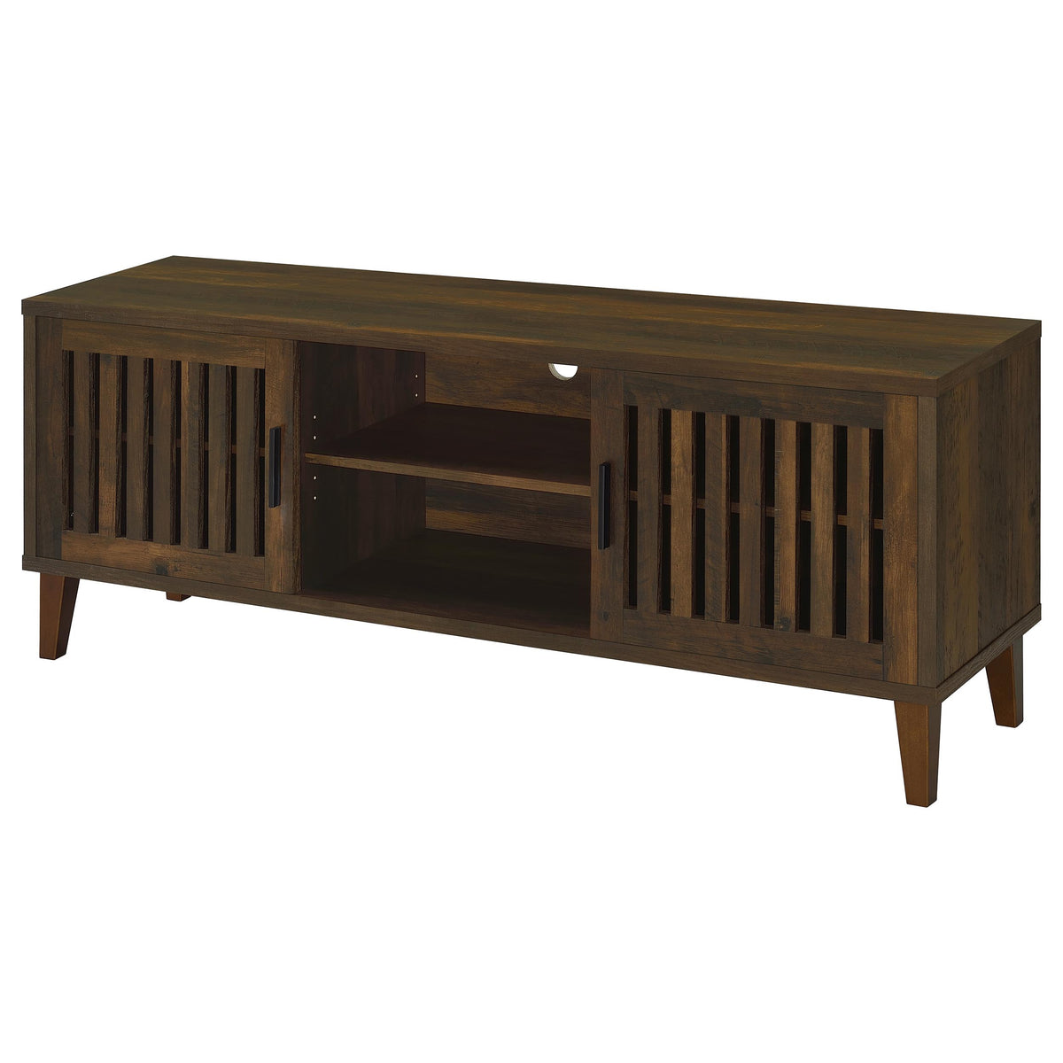 Sedona 60" TV Stand - Slatted 2-Door Media Console in Dark Pine on Wood Legs – view 5
