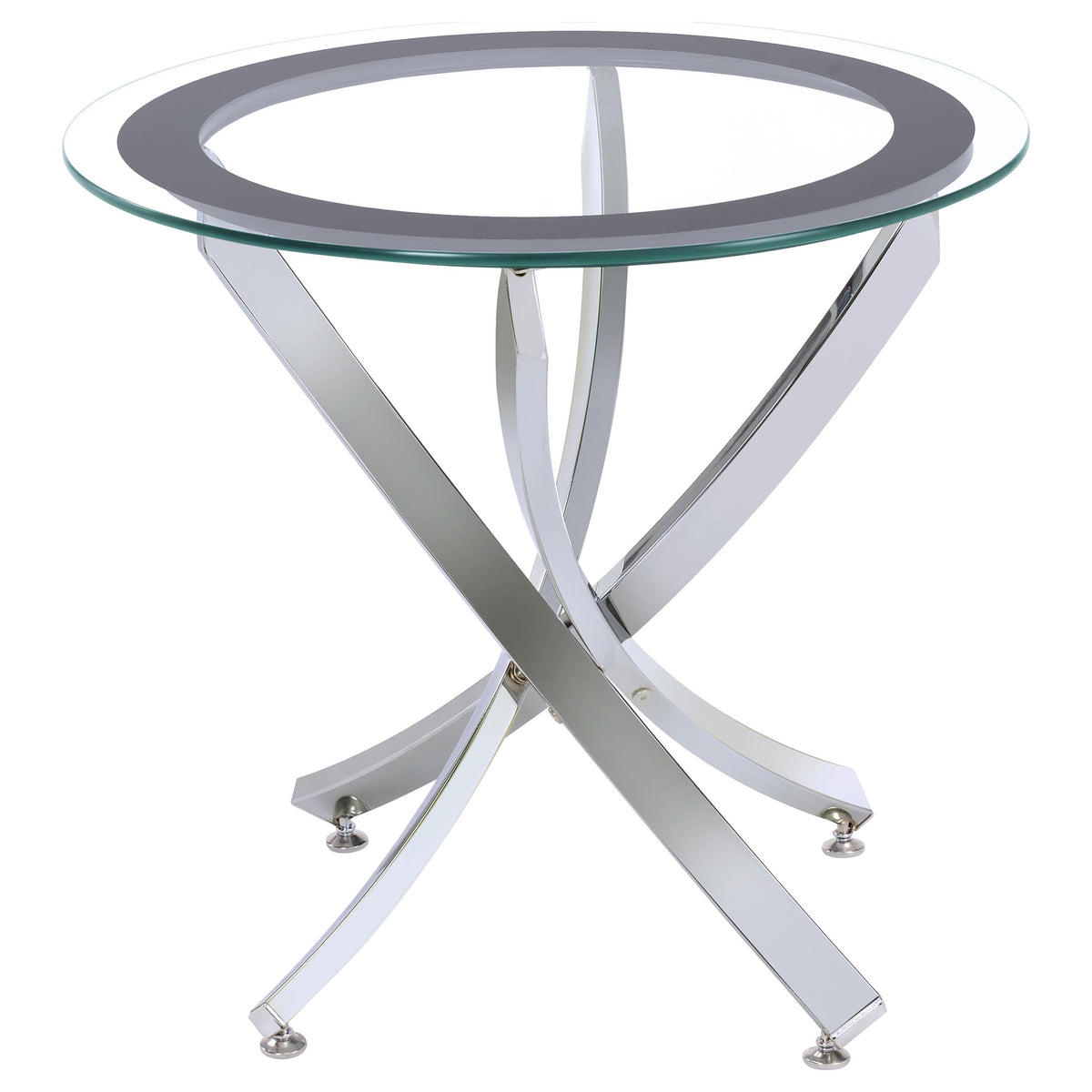 Brooke Round Glass Top Coffee Table & End Table - Crisscross Chrome Base with Black Frame, Table Sets – view 17