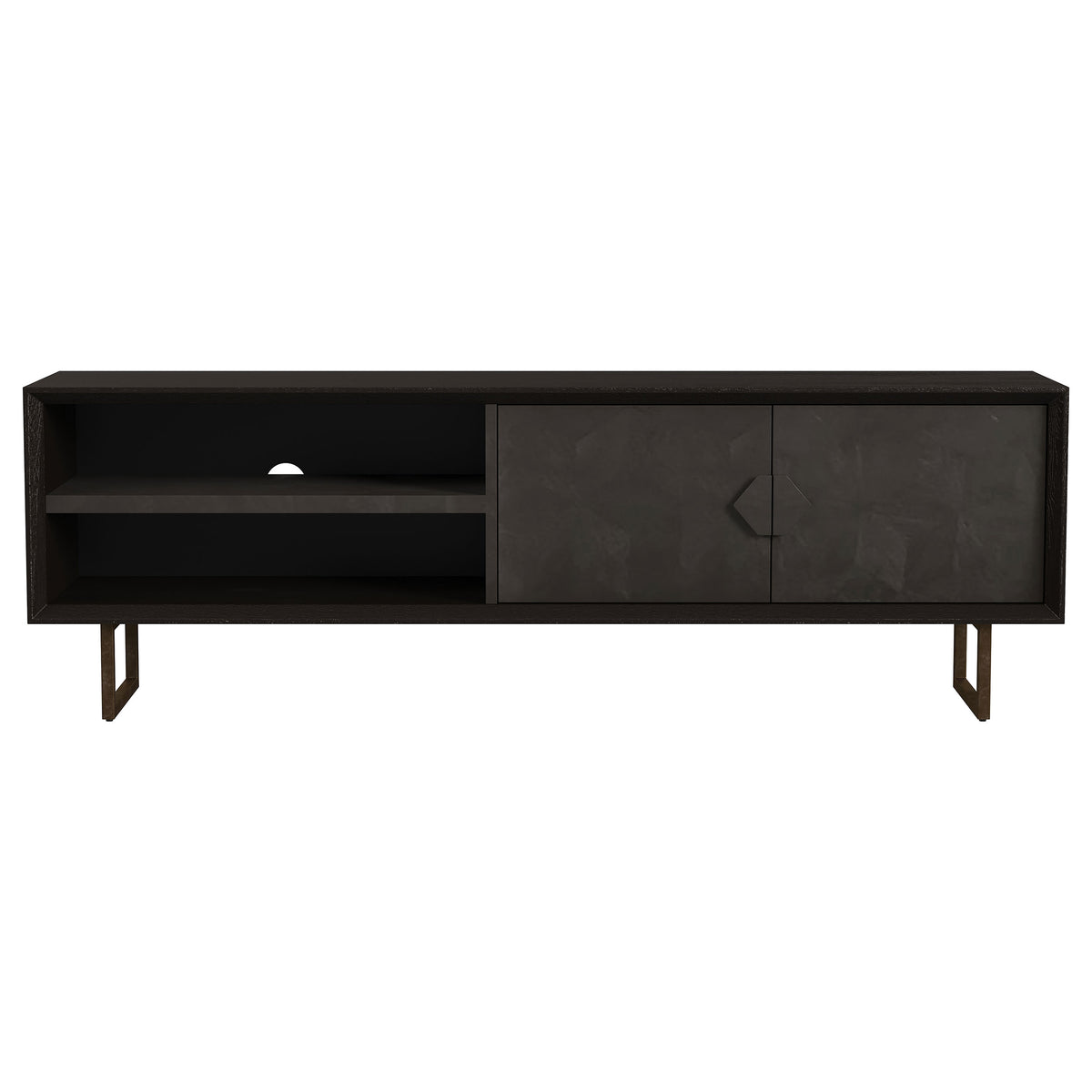 Marsden 70" Mango Wood TV Stand - Charcoal Black with Ornate Iron Hardware & Bracket Legs – view 5