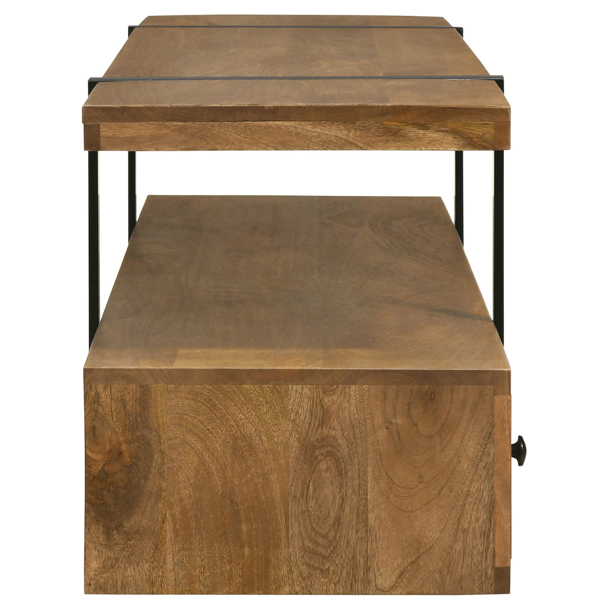 Otto 70" Mango Wood TV Stand with 5 Drawers - Rustic Brown with Gunmetal Legs – view 10
