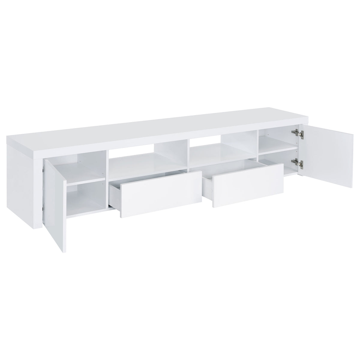 Jude 79" Low-Profile TV Stand - High Gloss White with Soft-Close Drawers, Fits TVs up to 85" – view 3
