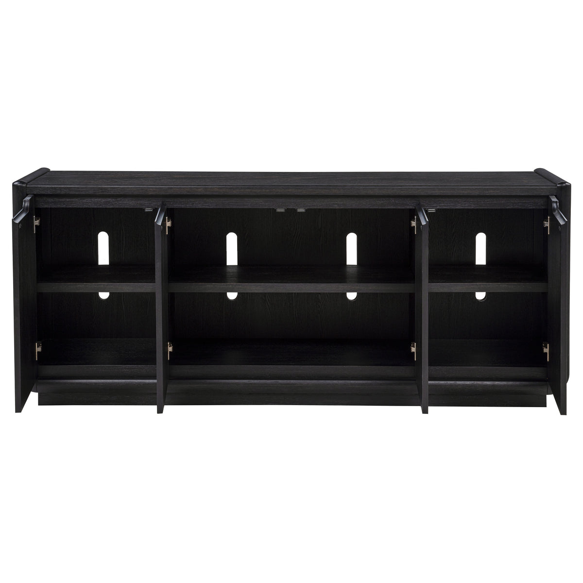 Leandro 72" TV Stand Media Console - Burnished Black Ash with Push-to-Open Doors – view 3