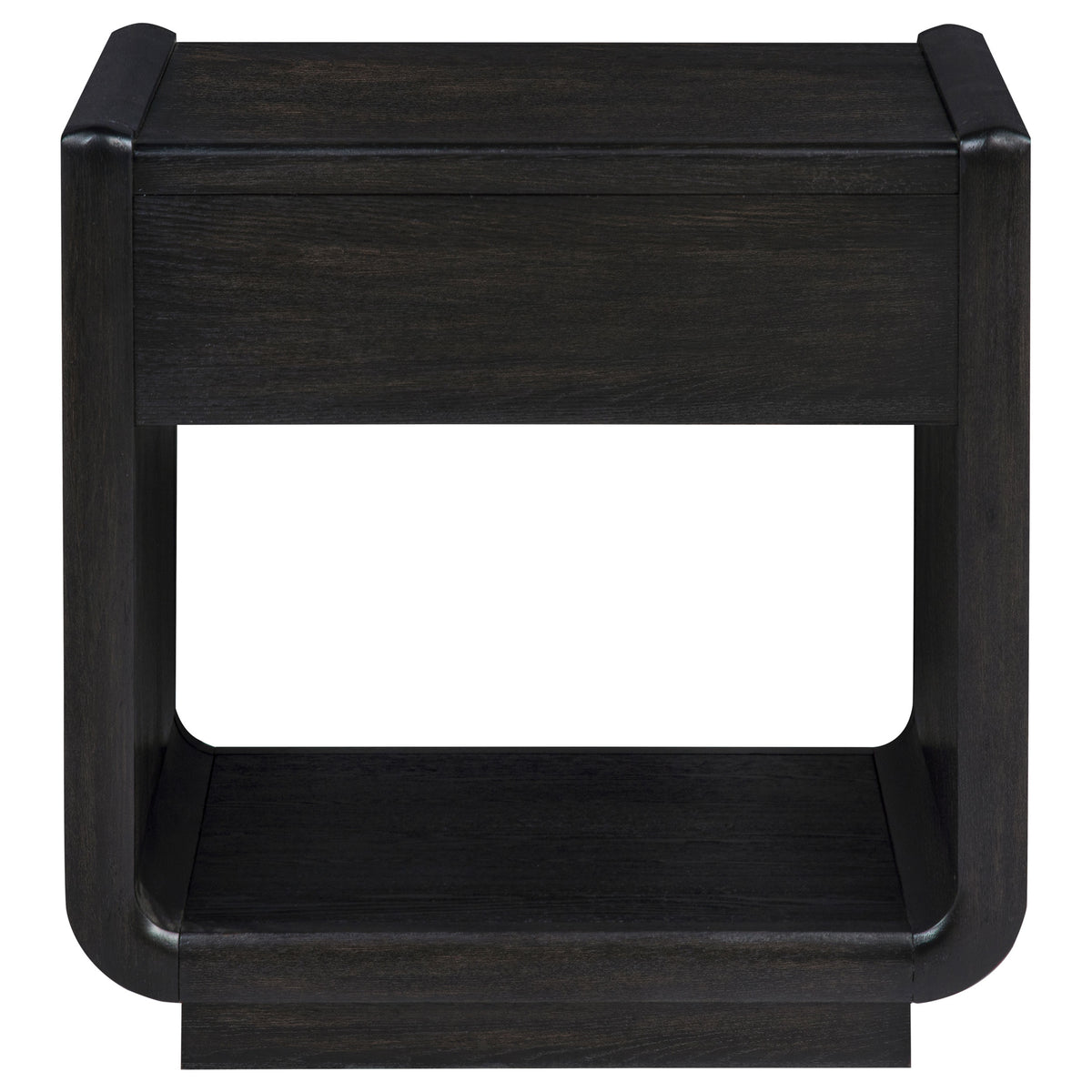 Leandro Coffee Table, End Table & Sofa Console - Burnished Black Ash with Drawers & Open Shelves – view 20