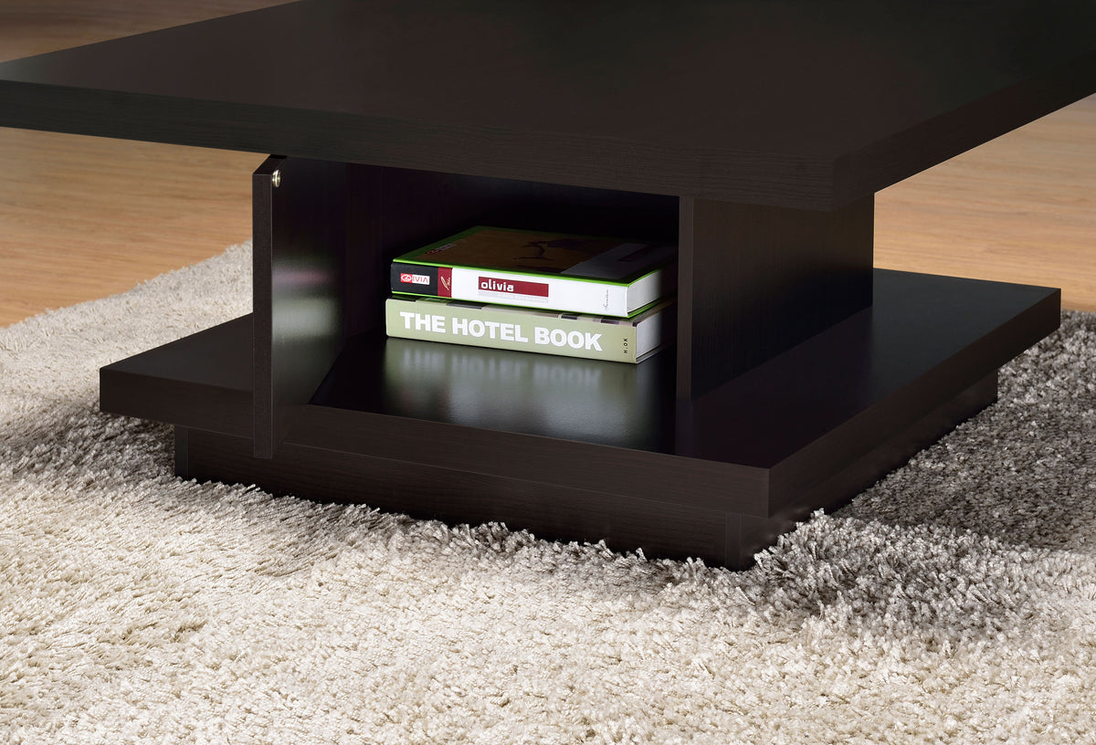 Reston Square Coffee Table, End Table & Console - Tiered Contemporary Design in Cappuccino – view 11