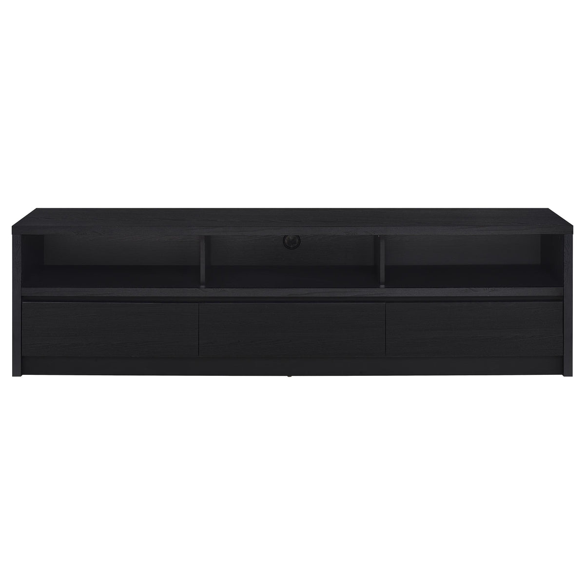 Rutland 78" TV Stand with 3 Drawers - Modern Black Media Console with Open Shelves – view 4