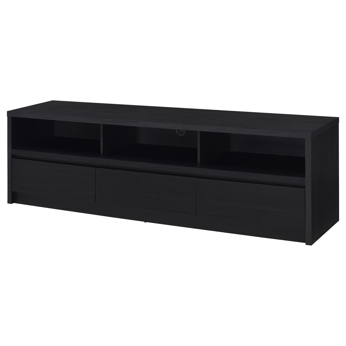 Rutland 78" TV Stand with 3 Drawers - Modern Black Media Console with Open Shelves – view 5