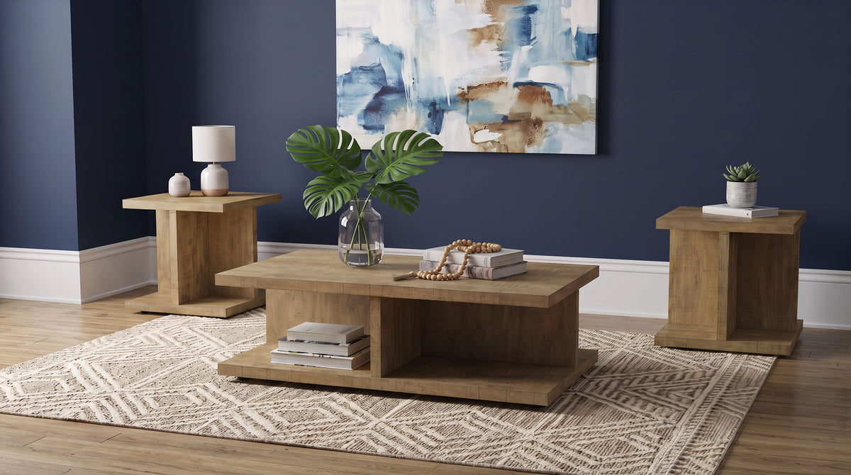 Cortona Square Coffee Table & End Table Sets - 3pcs- Coffee Table + 2 End Tables