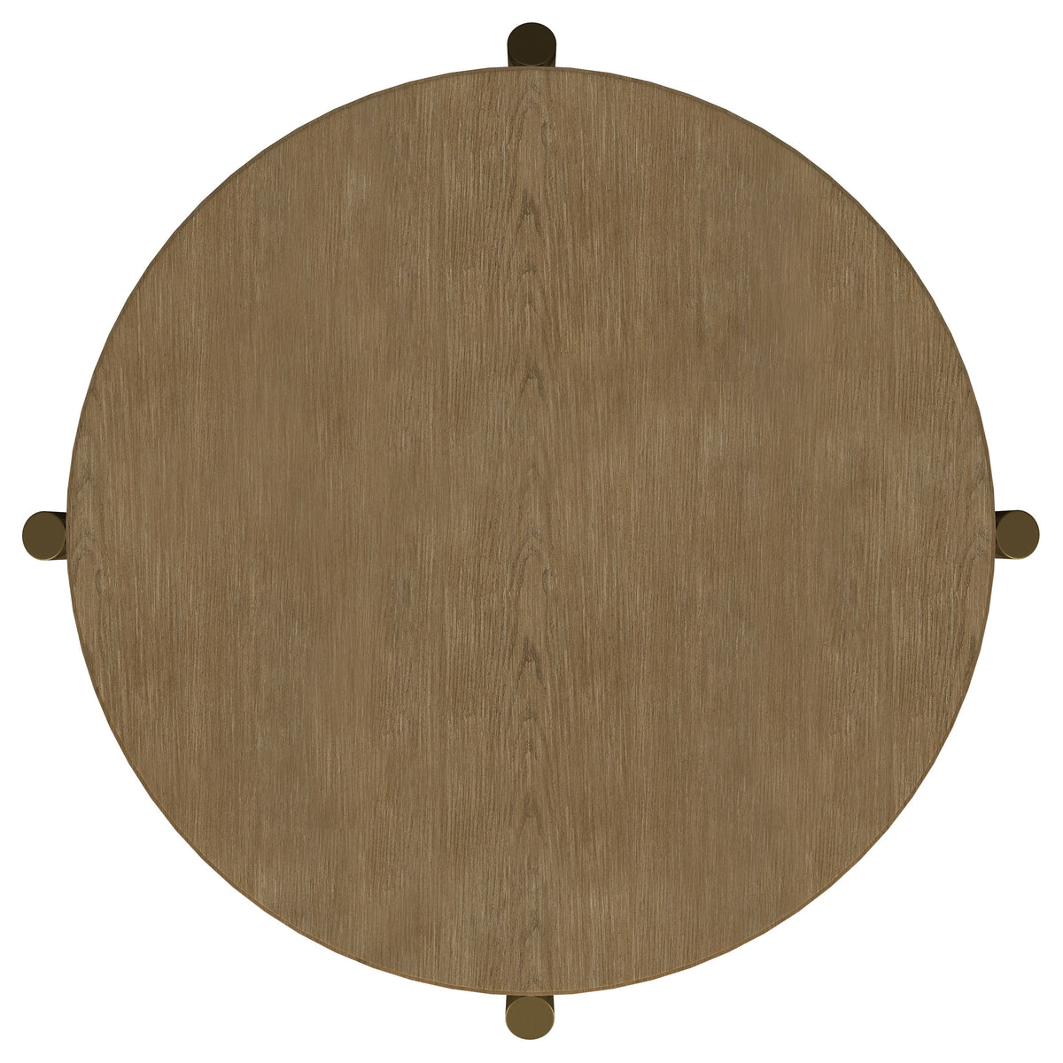 Arini Round Coffee Table & End Table - Sand Wash Ash with Woven Rattan Shelf & Aged Brass Legs – view 19