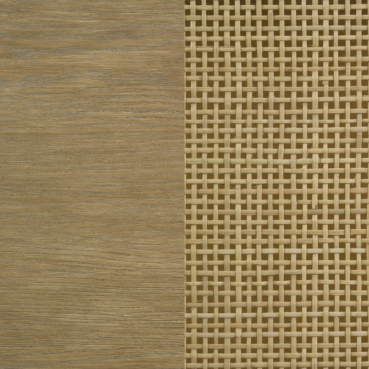 Arini Round Coffee Table & End Table - Sand Wash Ash with Woven Rattan Shelf & Aged Brass Legs – view 12