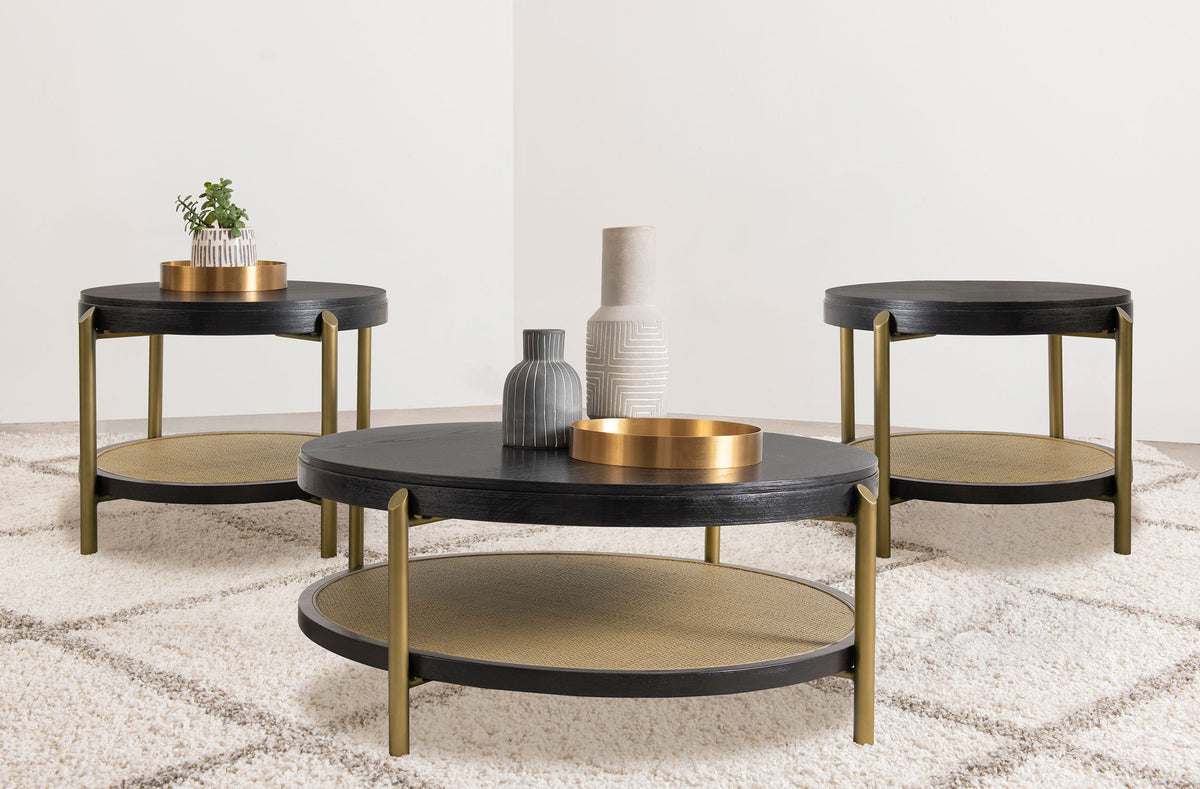 Arini Round Coffee & End Table Sets - 3pcs- Coffee Table + 2 End Tables