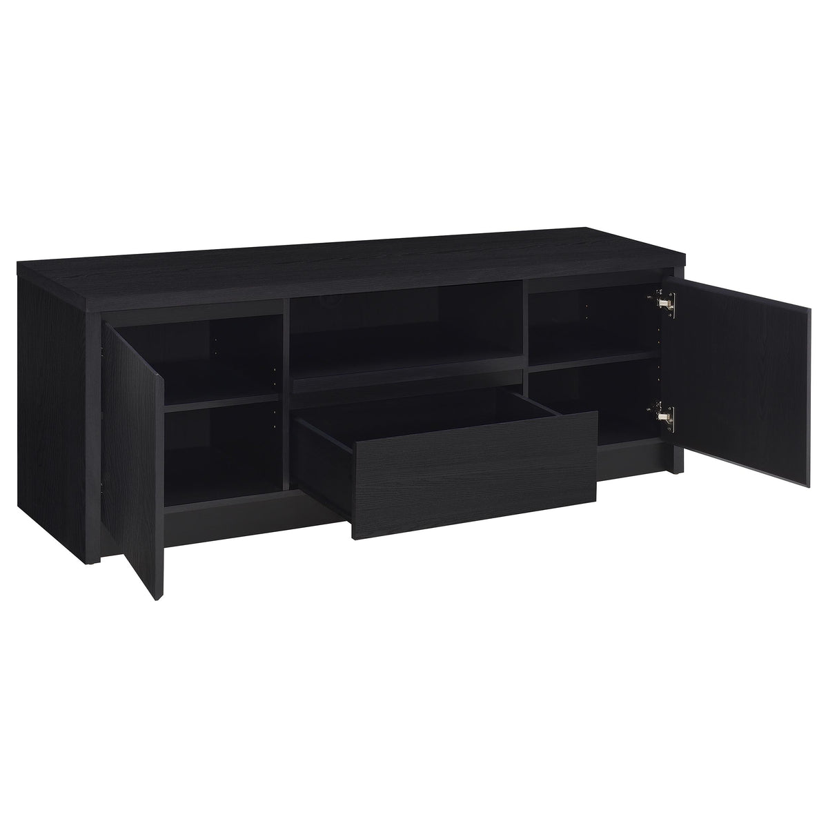 Winfield 60" TV Stand & Entertainment Center with Media Towers - Black with Cabinets & Cable Management – view 20