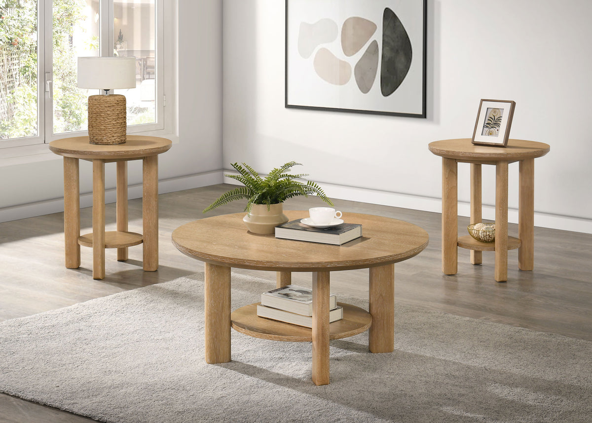 Ottowa Round Coffee Table & End Table - 3pcs- Coffee Table + 2 End Tables
