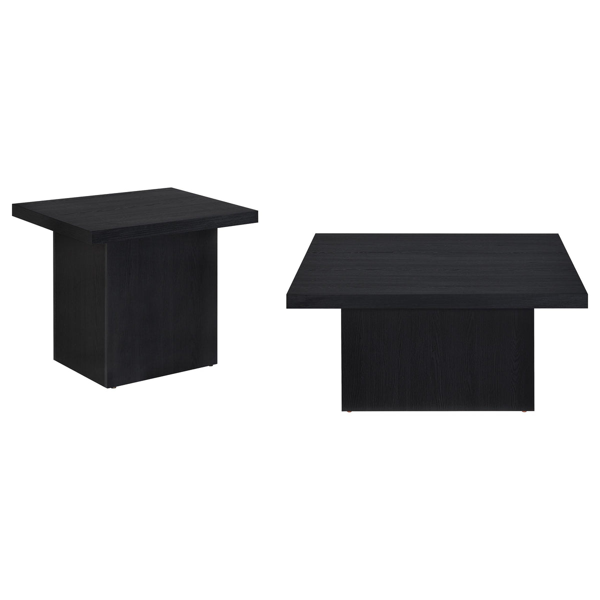 Devar Square Cocktail Coffee Table & End Table Sets - Contemporary Matte Black Wood Grain โ view 12