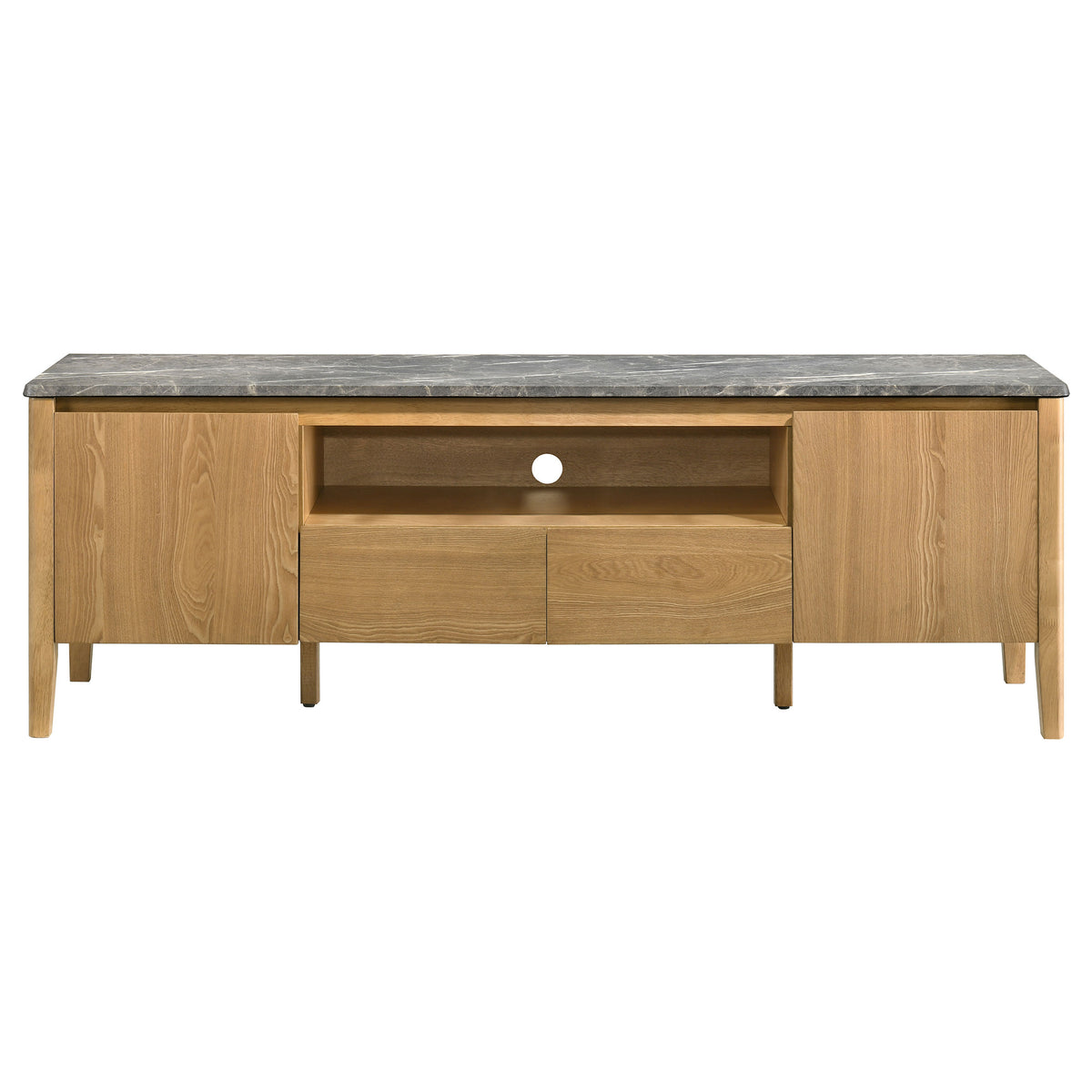 Bradley 63" SmartTop TV Stand with 2 Doors & 2 Drawers - Mid-Century Grey and Natural Ash – view 2