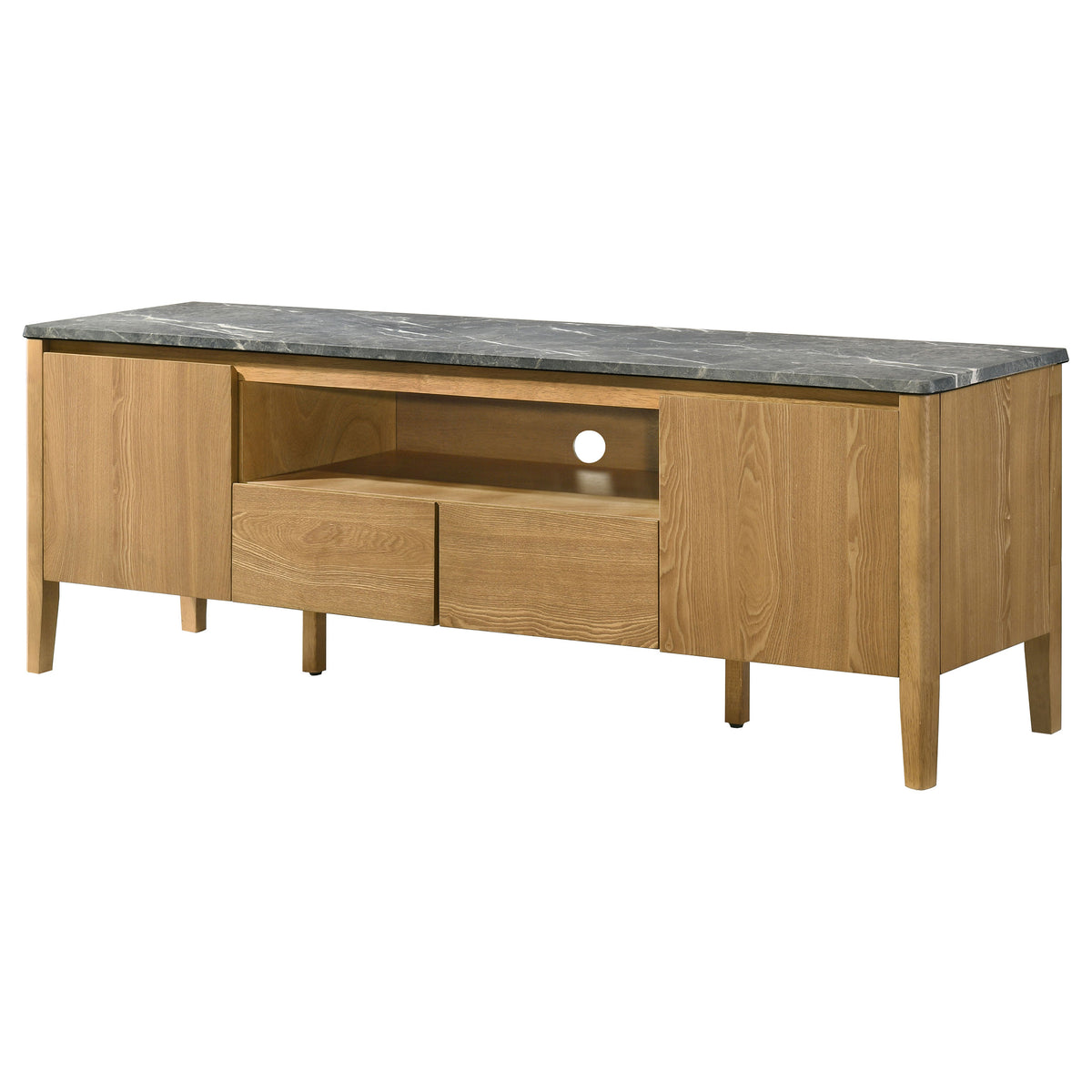 Bradley 63" SmartTop TV Stand with 2 Doors & 2 Drawers - Mid-Century Grey and Natural Ash – view 4