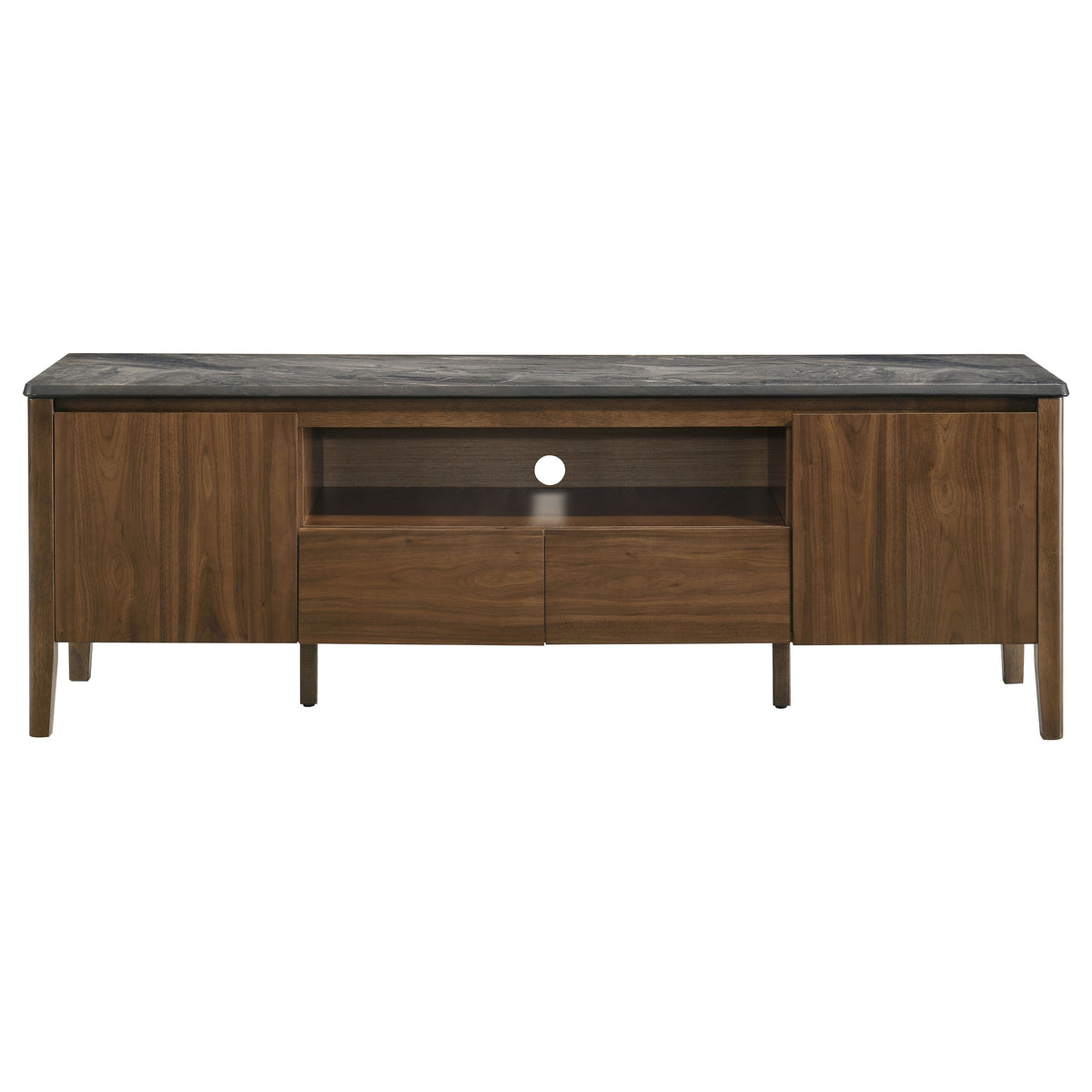 Bradley 63" SmartTop TV Stand with 2 Doors & 2 Drawers - Mid-Century Smokey Grey and Dark Brown – view 2
