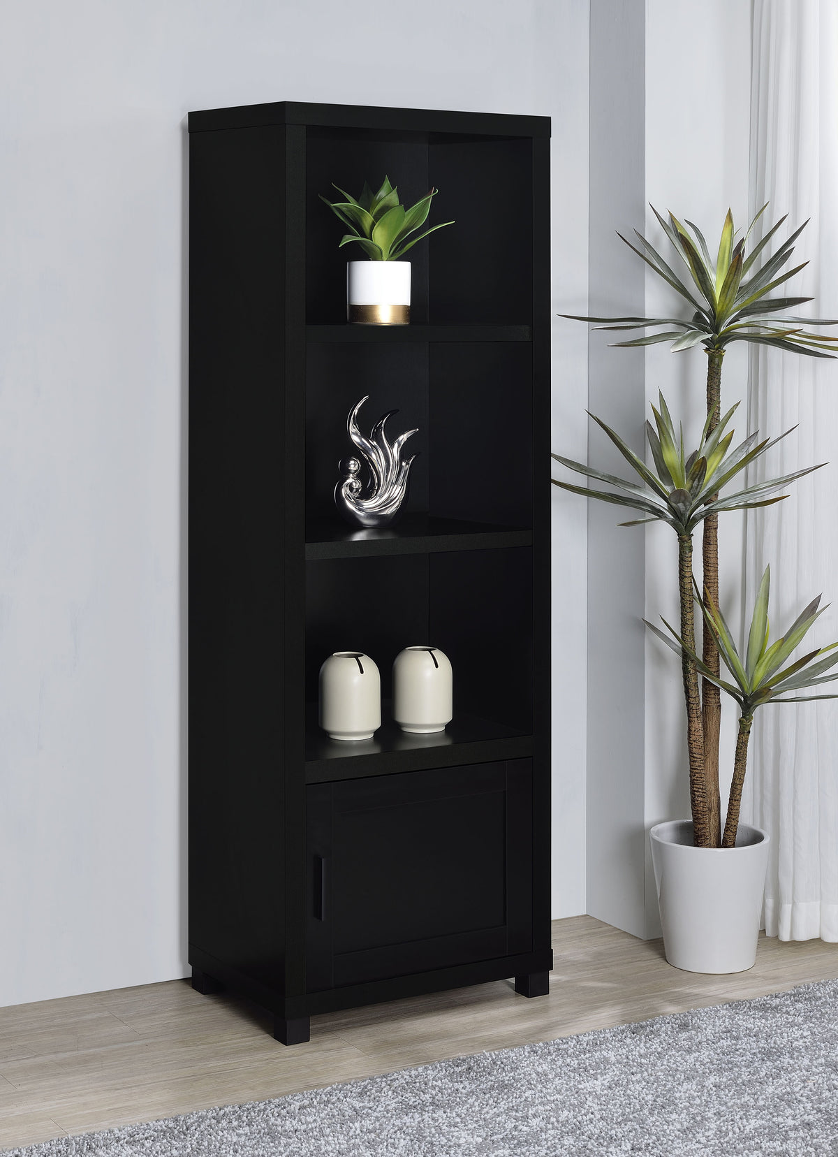 Jupiter 79" TV Stand & Entertainment Center with Media Towers - Glass Doors in Black - lifestyle