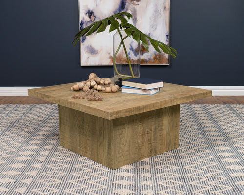 Devar Square Block-Base Coffee Table & End Table Sets - Rustic Natural Mango Wood Grain