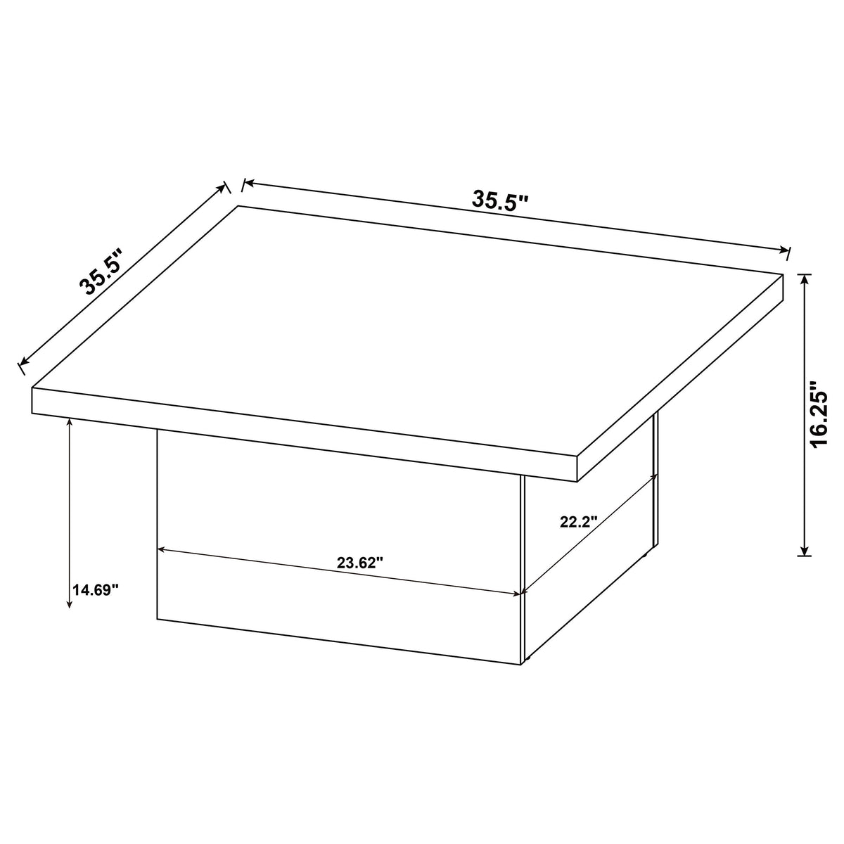 Devar Square Block-Base Coffee Table & End Table Sets - Rustic Natural Mango Wood Grain – view 9