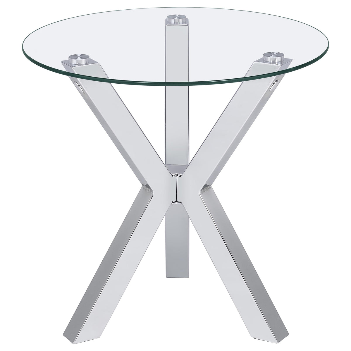 Kenzie Round Glass Top Coffee & End Tables - Contemporary Chrome Steel Frame – view 12