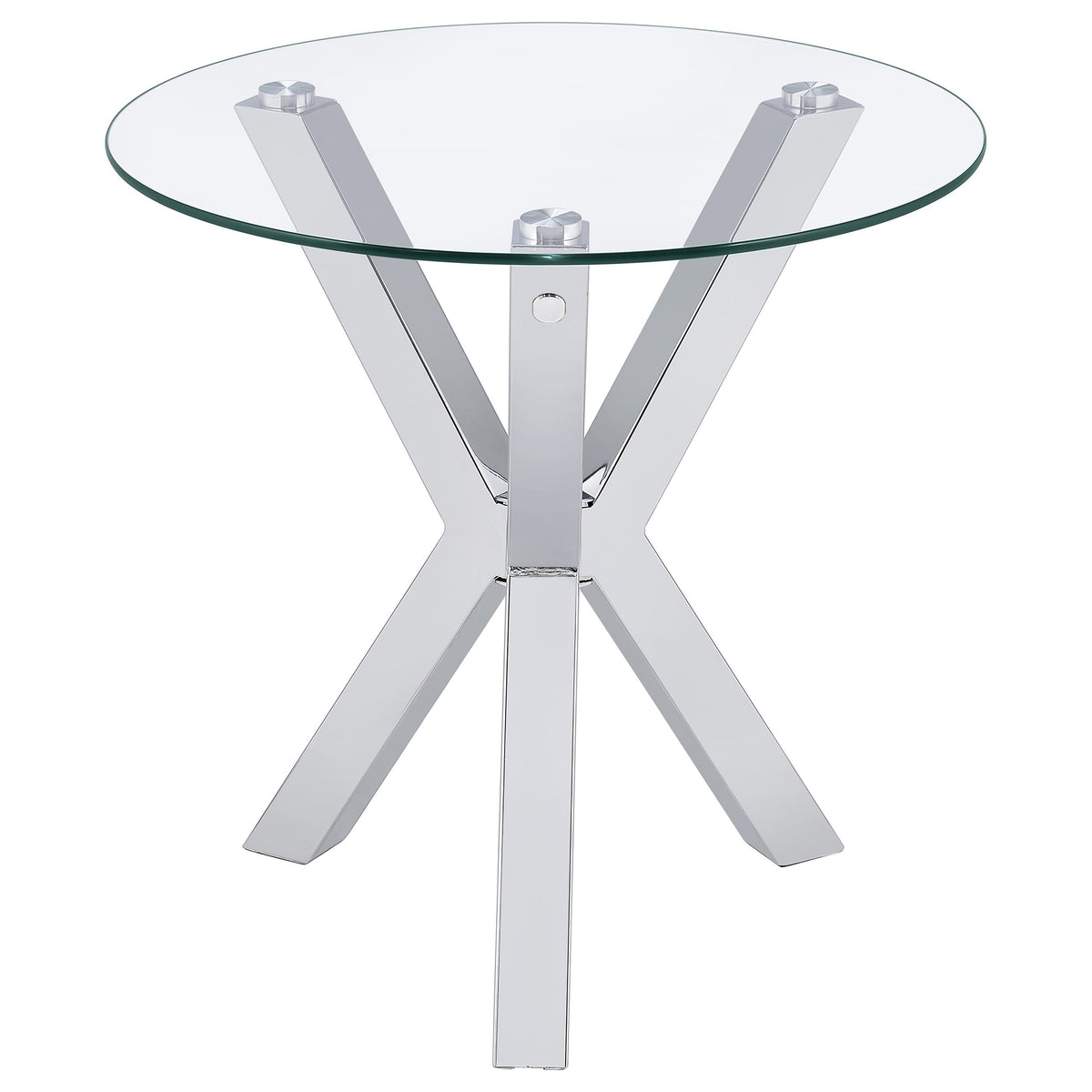 Kenzie Round Glass Top Coffee & End Tables - Contemporary Chrome Steel Frame – view 13