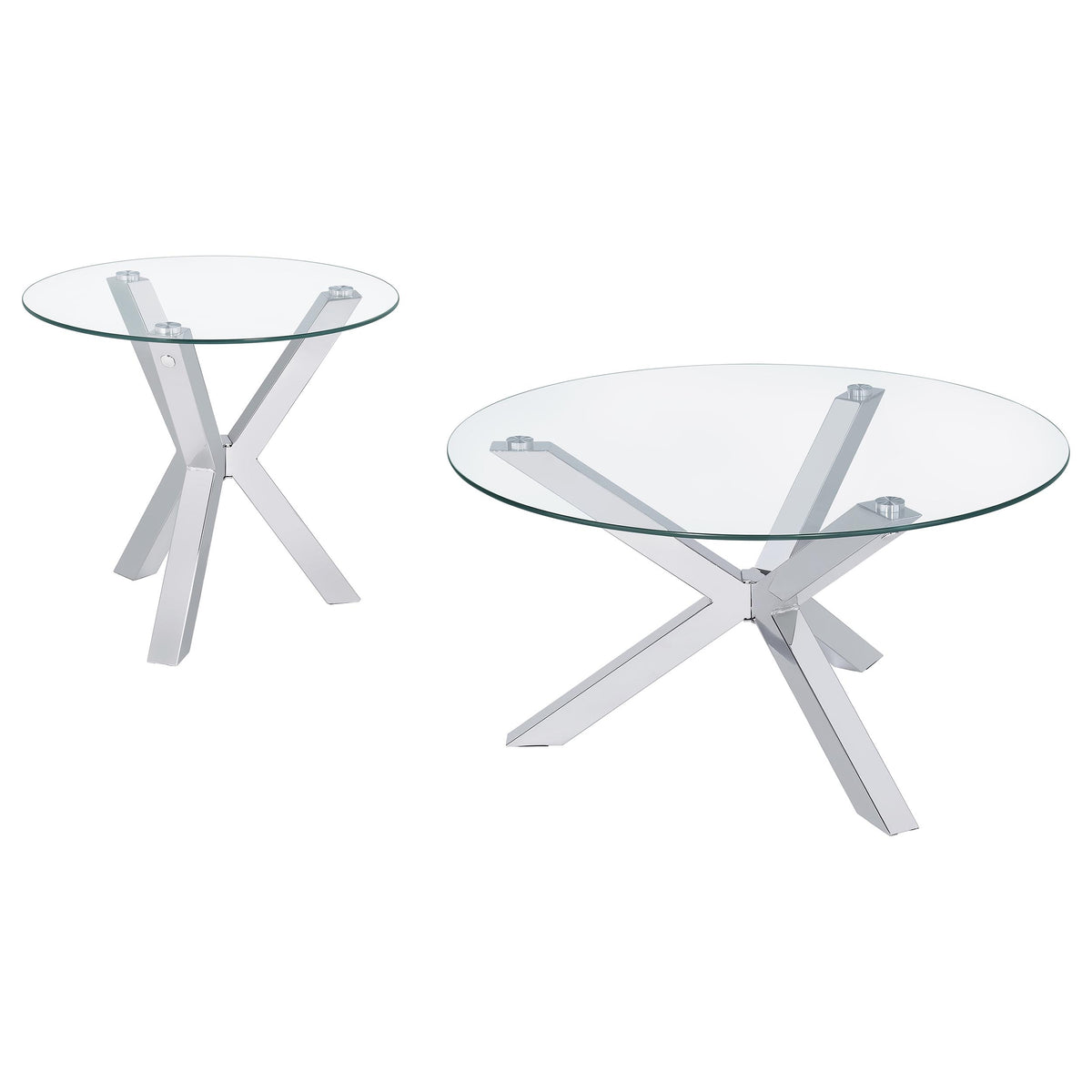 Kenzie Round Glass Top Coffee & End Tables - Contemporary Chrome Steel Frame – view 17