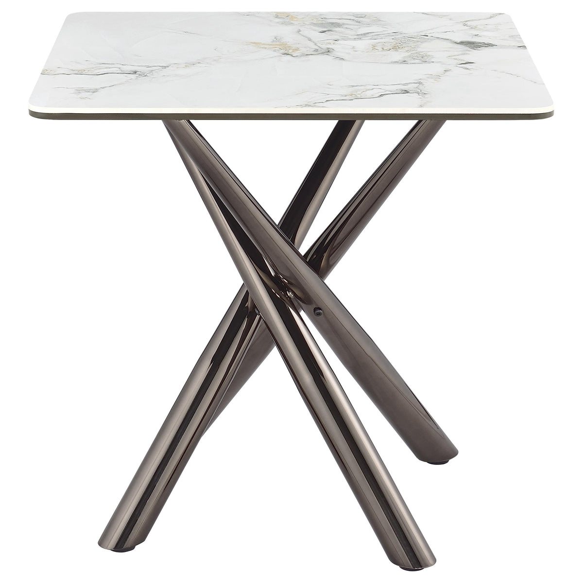 Carvell Square Sintered Stone Coffee Table & End Table Sets - Mirage White Top on Black Nickel Asterisk Base – view 20