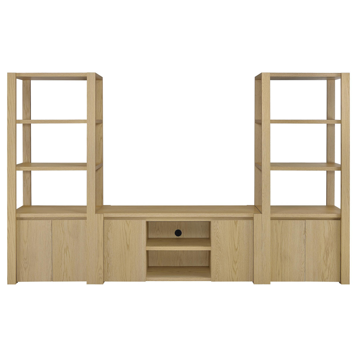 Laurelton 60" TV Stand & Entertainment Center with Media Towers - Open Shelving & Cord Access in Light Oak – view 4