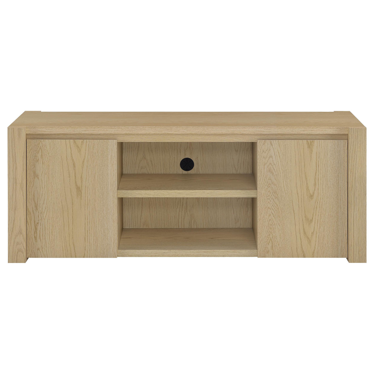 Laurelton 60" TV Stand & Entertainment Center with Media Towers - Open Shelving & Cord Access in Light Oak – view 7