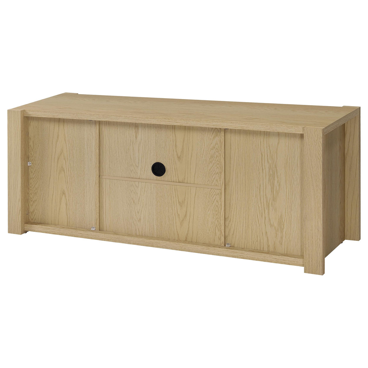 Laurelton 60" TV Stand & Entertainment Center with Media Towers - Open Shelving & Cord Access in Light Oak – view 11