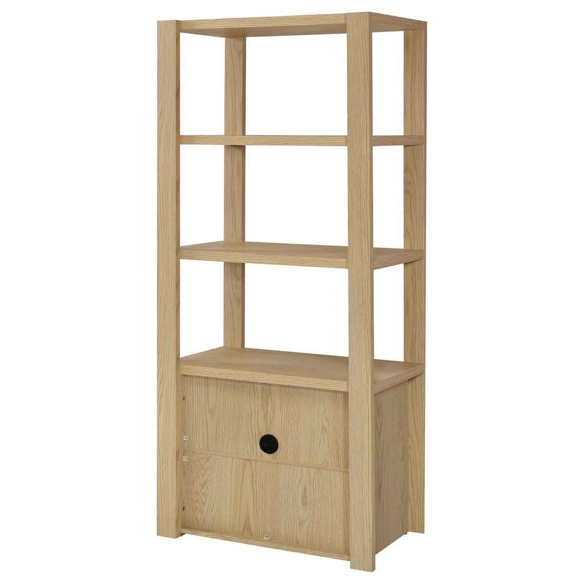 Laurelton 60" TV Stand & Entertainment Center with Media Towers - Open Shelving & Cord Access in Light Oak – view 18