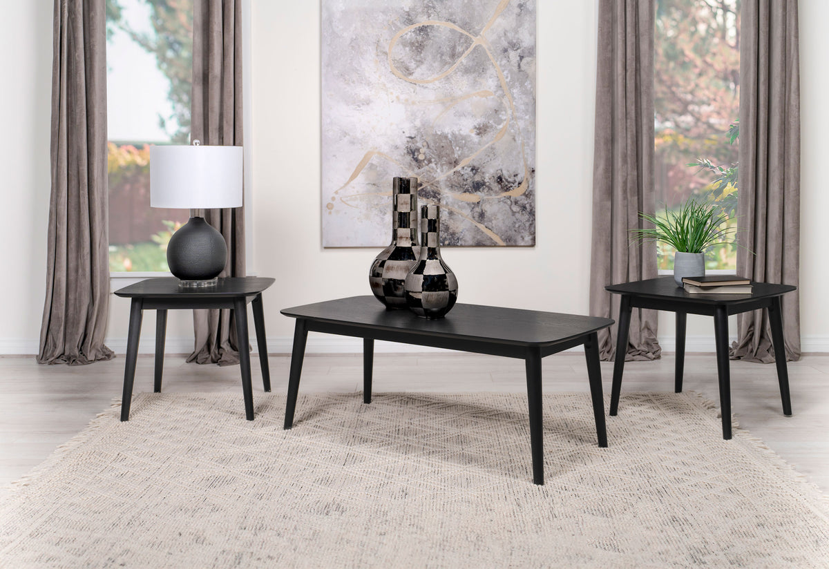 Radley 3-Piece Coffee Table Set - Mid-Century Black Ash with Angled Legs – view 1