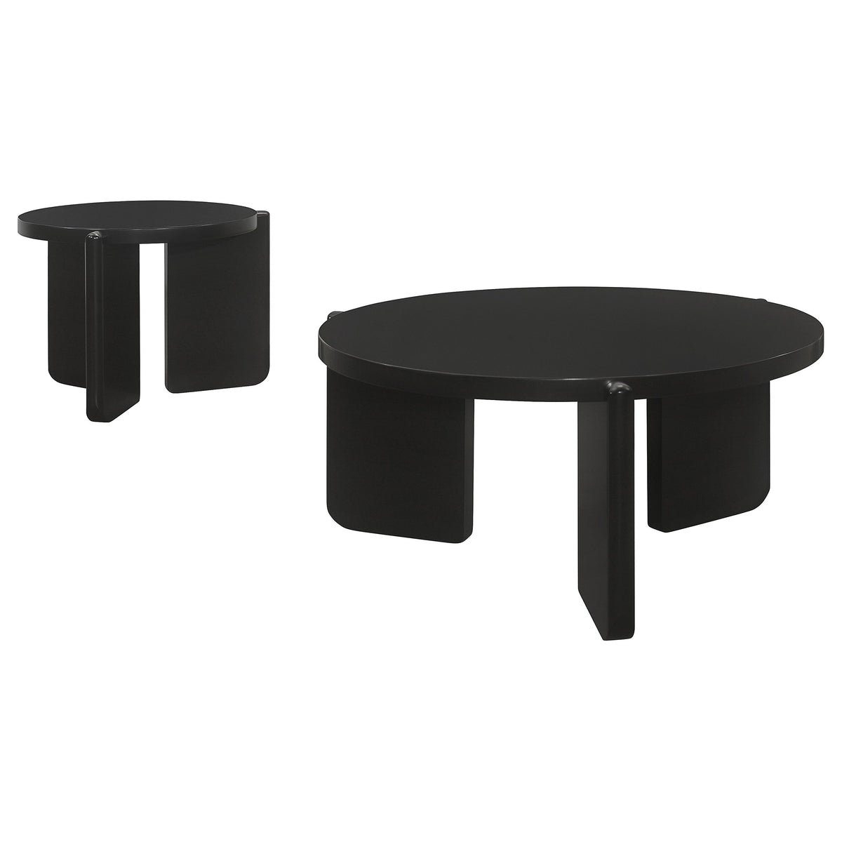 Cordova Round Solid Wood Coffee Table, End Table & Sets - Bold Modern Design in Black – view 15