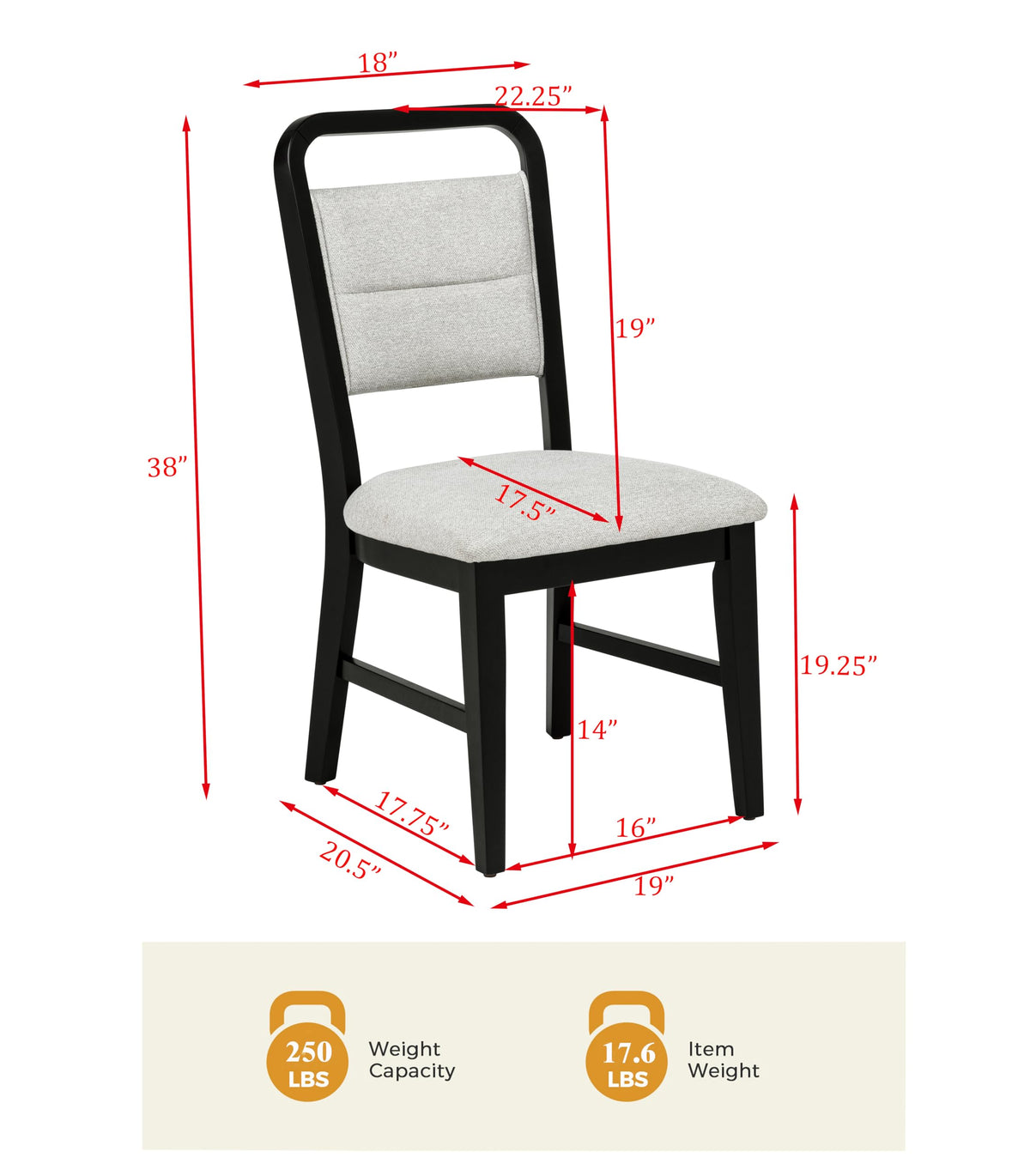 Timaro Transitional Dining Chairs with Cushioned Seat and Handle Cutout Backrest - side view