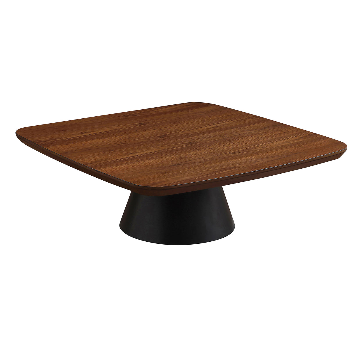 Eason 2-Piece Nesting Coffee Table Set - Walnut Square Tops on Black Conical Bases – view 3